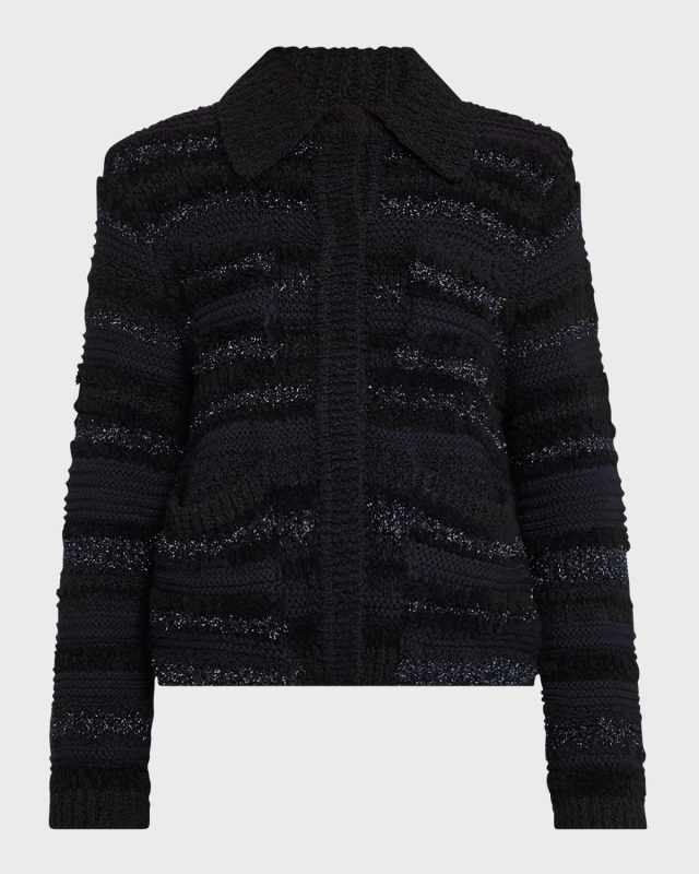 Bold Structure Shimmer Knit Cardigan